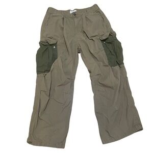Anthropologie Cargo Pants Khaki Utility Pocket Elastic Waist Relaxed Women's 27